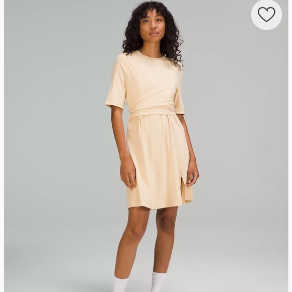 Lululemon soft yellow wrap/tie t-shirt dress. Size 6 - Picture 1 of 6